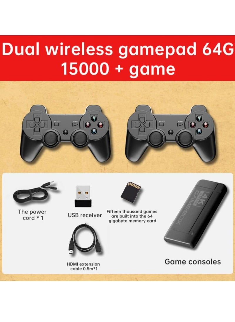 Generic - 4K HD video game console, dual 2.4G wireless controllers, plug-and-play video game stick, built-in 15,000 games, retro handheld game console - Image 1