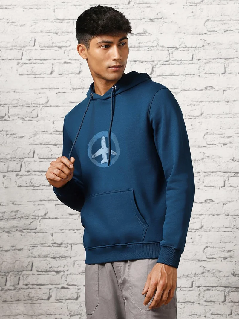 NOBERO Nobero Men's Navy Blue Fleece Hoodie
