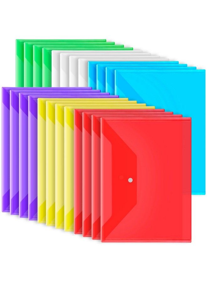 LEOBRO 24 Pack Plastic Envelopes With Snap Closure Plastic File Folders For Documents Us Letter A4 Size Clear Poly Envelopes Folders File Bags Reusable Document Envelopes For School Office Supplies  - Image 1