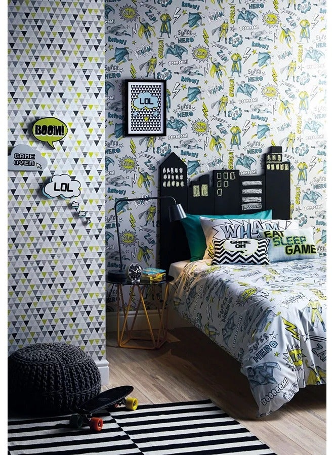 JAMEEL IMAGINE FUN - Action-Packed Superhero Wallpaper - Comic Book Design with "POW!" "BAM!" and More - Kids Bedroom or Playroom Decor  - Image 2