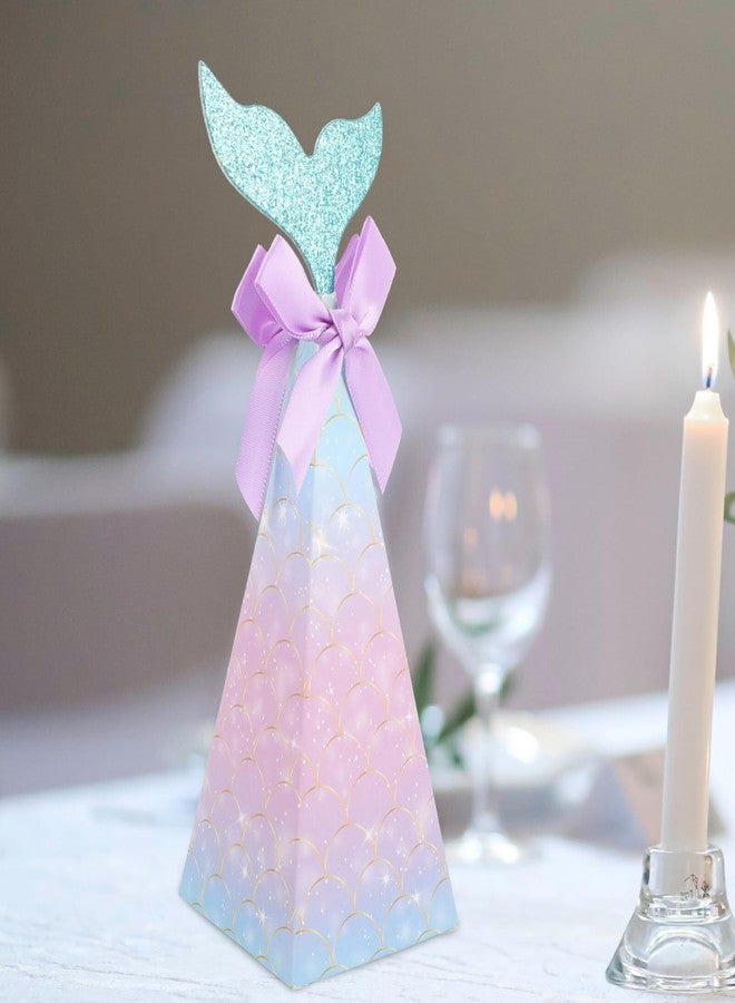 KALLORY 20pcs Mermaid Party Boxes Favors Mermaid Gift Bags with Thank You Stickers for Kids Birthday Baby Shower Under The Sea Party Decorations - Image 2