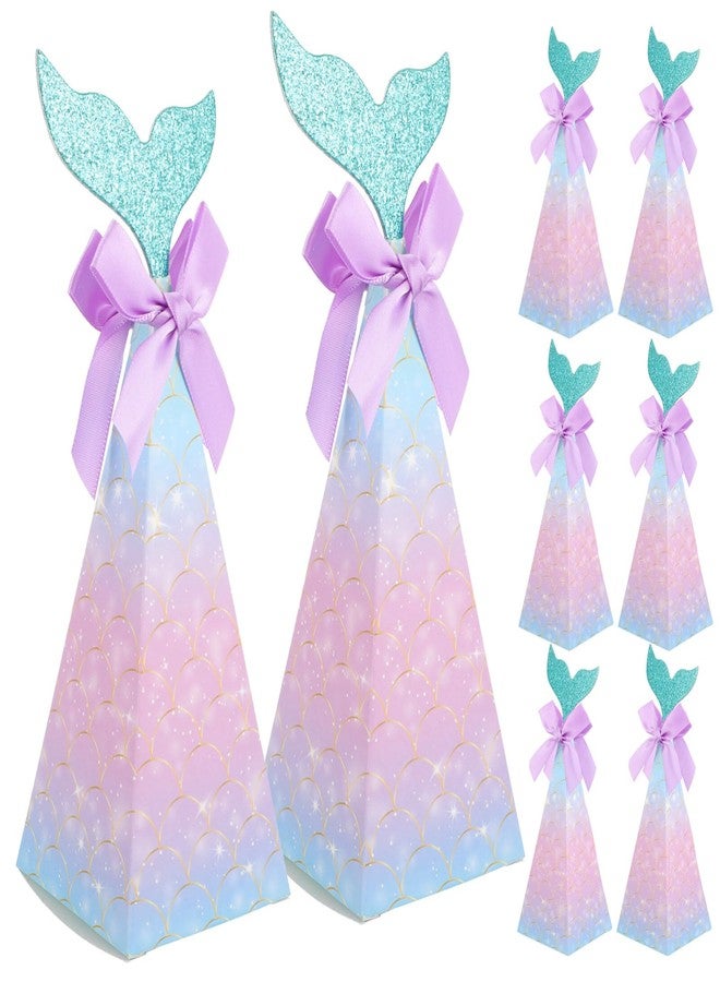 KALLORY 20pcs Mermaid Party Boxes Favors Mermaid Gift Bags with Thank You Stickers for Kids Birthday Baby Shower Under The Sea Party Decorations - Image 1