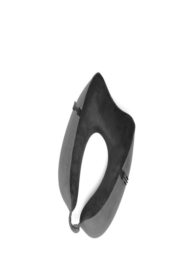 Brookstone مجموعة وسادة السفر العنق من بروكستون بذاكرة فوم - وسادة سفر خفيفة الوزن على شكل U قابلة للتعبئة للسفر في السيارة والطائرة والنوم، مقاس واحد، رمادي/أسود - Image 4