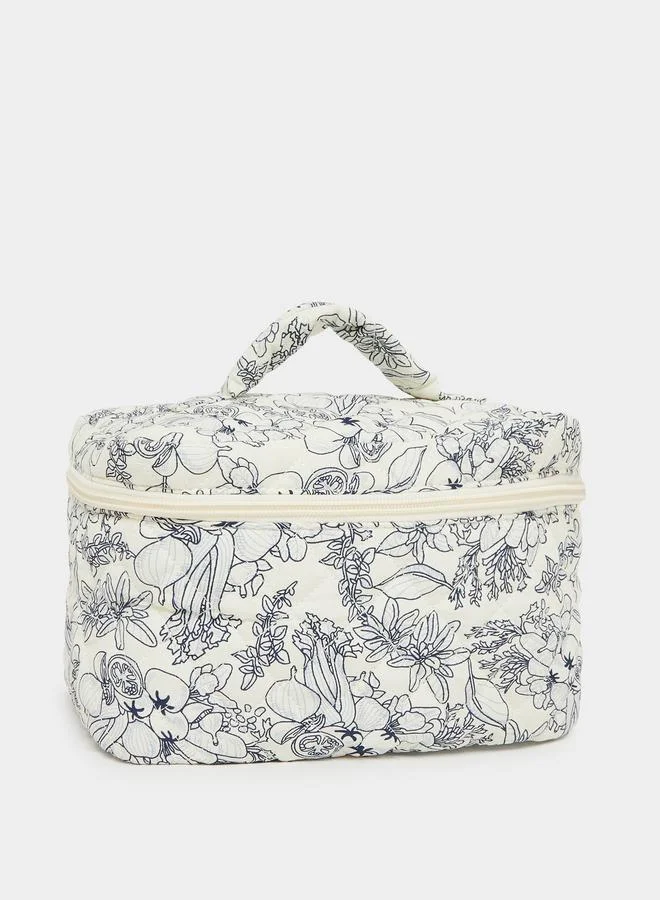 Styli Floral Printed Quilted Wash Bag