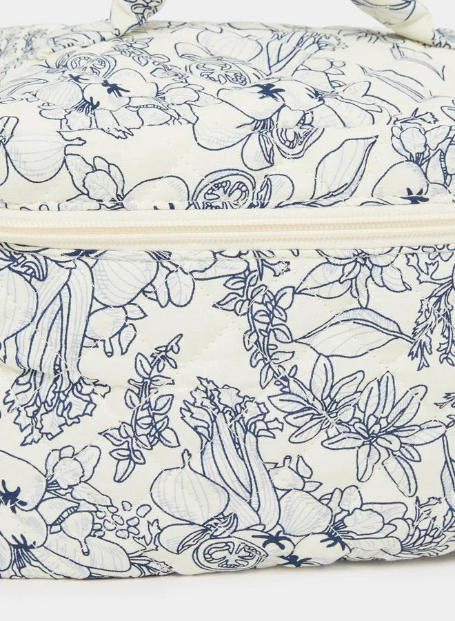 Styli Floral Printed Quilted Wash Bag
