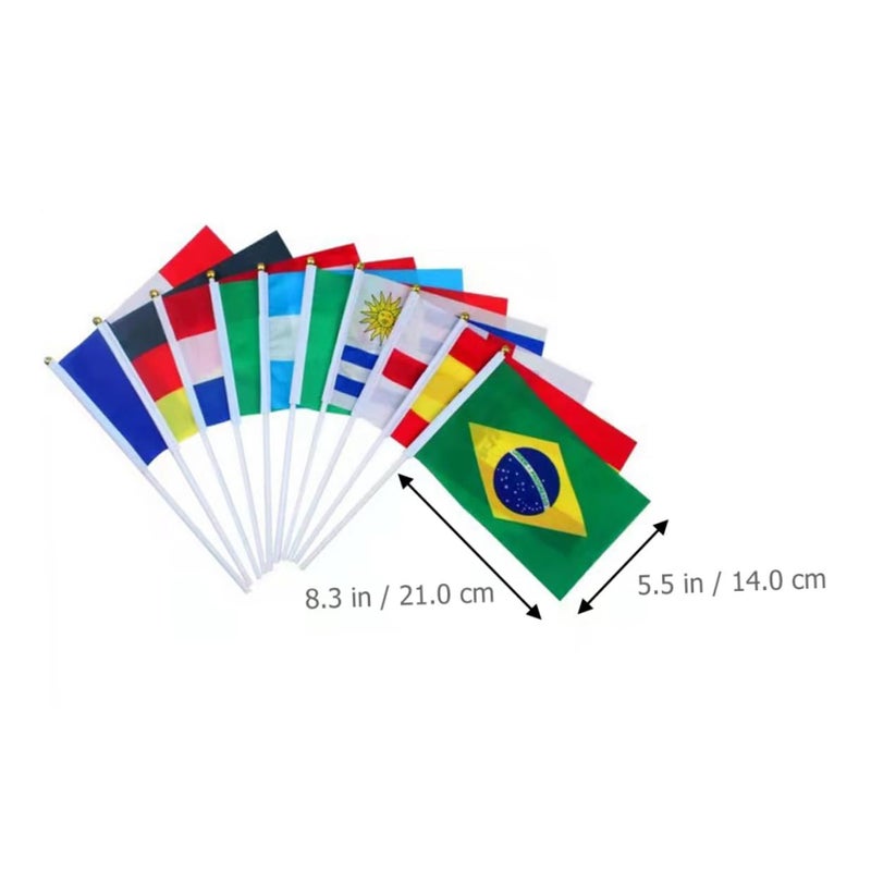 الأعلام الوطنية اليدوية 32 قطعة من البوليستر مقاس 21x14 سم لأحداث الرياضية والديكورات الوطنية - Image 3