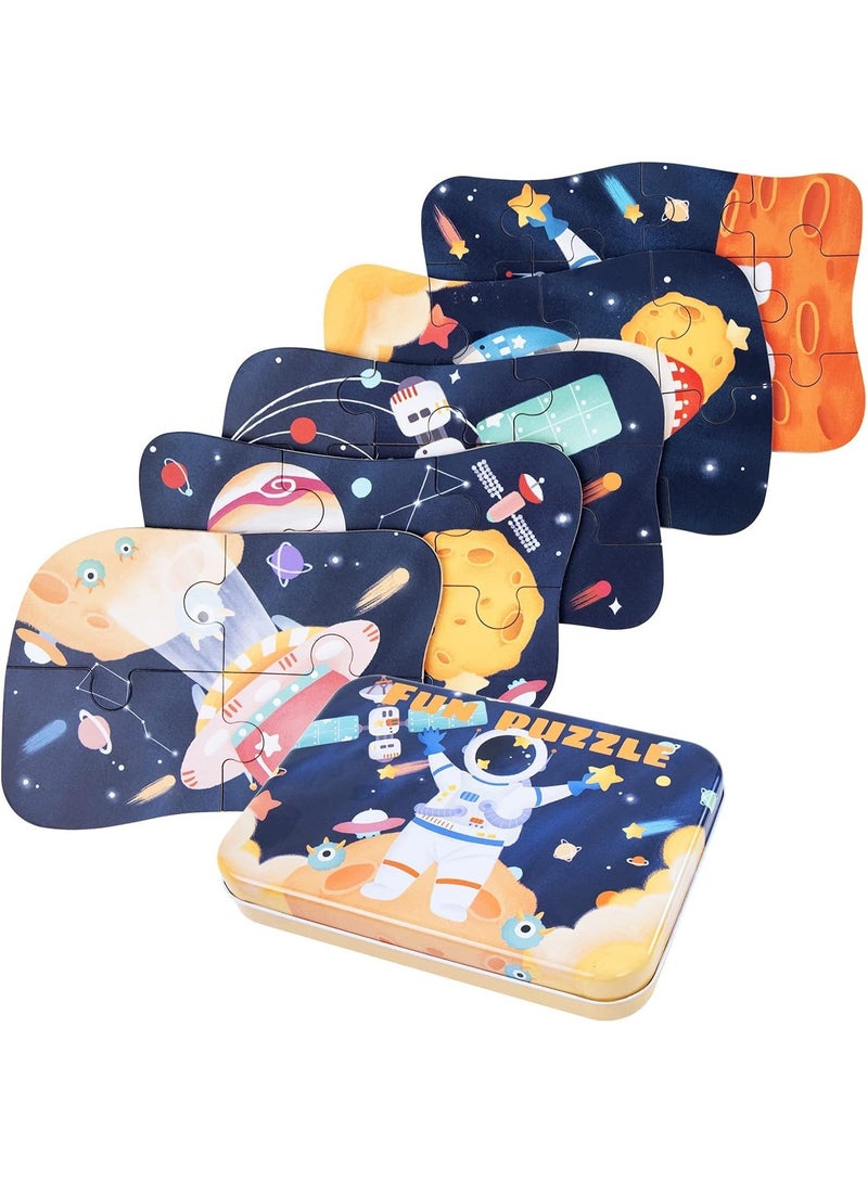 KASTWAVE Astronaut Puzzles for 3 4 5 6 Year Olds, Dinosaur Jigsaw Puzzles with Iron Box for Storage, Dinosaur Toys Gifts for Boys, Girls, Kids and Children (Astronaut Jigsaw) - Image 1