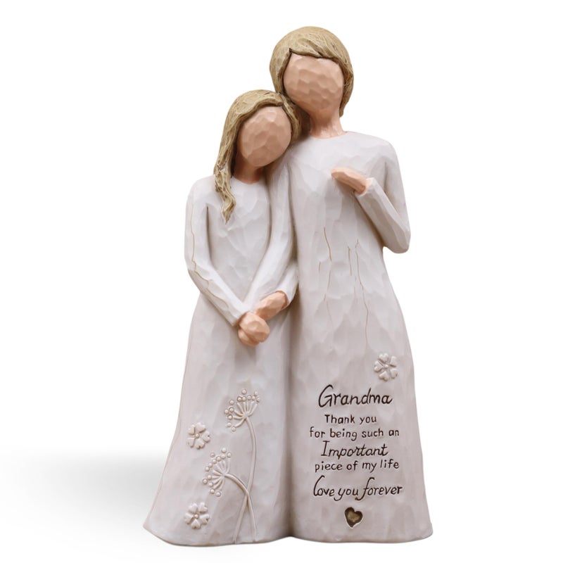 AUMELO Grandma Birthday Gifts from Granddaughter, Great Grandma Gifts for Birthday Christmas Mothers Day, Grandmother Granddaughter Embrace Hand-Painted Resin Figurine - Image 1