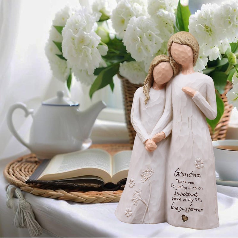 AUMELO Grandma Birthday Gifts from Granddaughter, Great Grandma Gifts for Birthday Christmas Mothers Day, Grandmother Granddaughter Embrace Hand-Painted Resin Figurine - Image 4