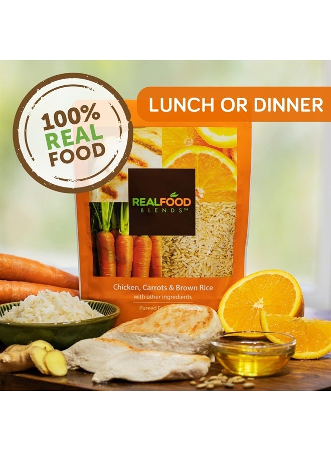 REAL FOOD BLENDS Real Food Blends Chicken, Carrots & Brown Rice - Pureed Food Meal for Feeding Tubes, 9.4 oz Pouch (Pack of 12 Pouches)  - Image 2