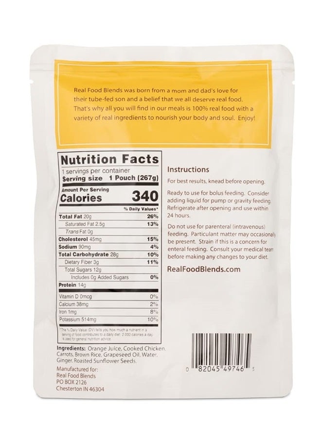 REAL FOOD BLENDS Real Food Blends Chicken, Carrots & Brown Rice - Pureed Food Meal for Feeding Tubes, 9.4 oz Pouch (Pack of 12 Pouches)  - Image 4