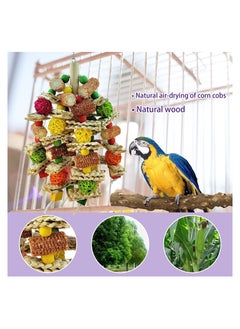 SYOSI Parrot toys, natural chewing corncob toys, wooden cage toys are suitable for African gray, Macaw, Amazon Parrot and other large bird parrot cage accessories toys, bird loving parrot cage toys  - Image 2