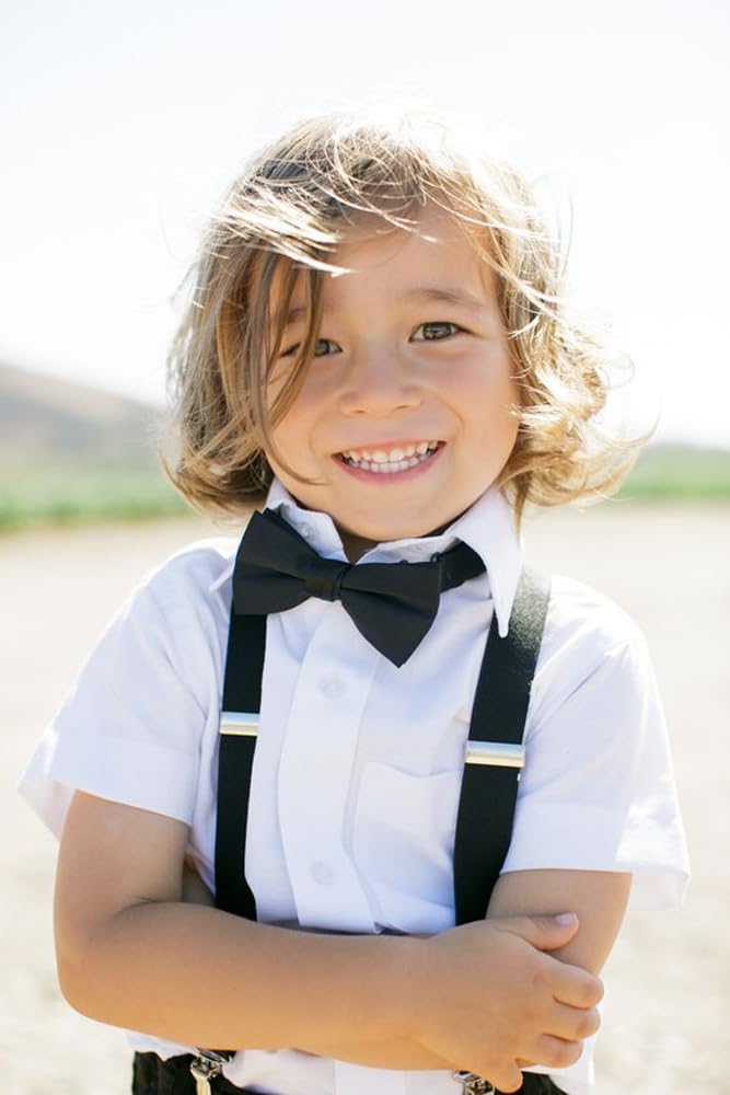 GUCHOL Child Kids Suspenders for Boys and Girls Adjustable Unisex Elastic With Strong Metal Clips(Black, 33 INCH(6-13Year) - Image 5