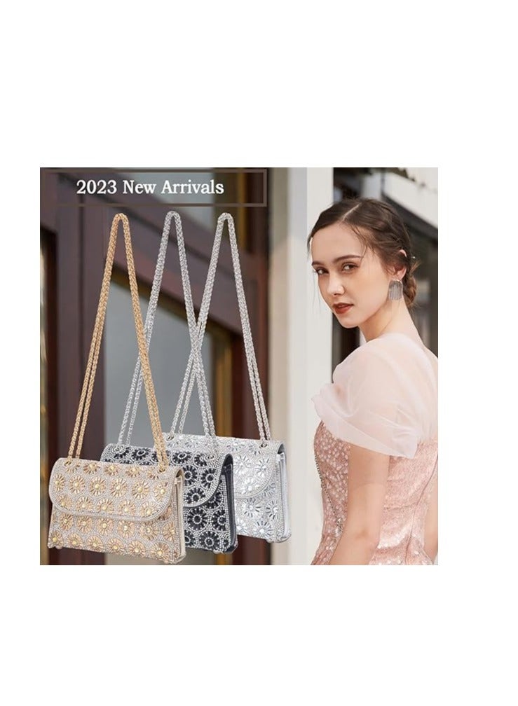 Excefore Shoulder Bags Crossbody Bag Purses Handbags Crystals Rhinestone Evening Bag for Women Clutch Purse with Chain - Image 3