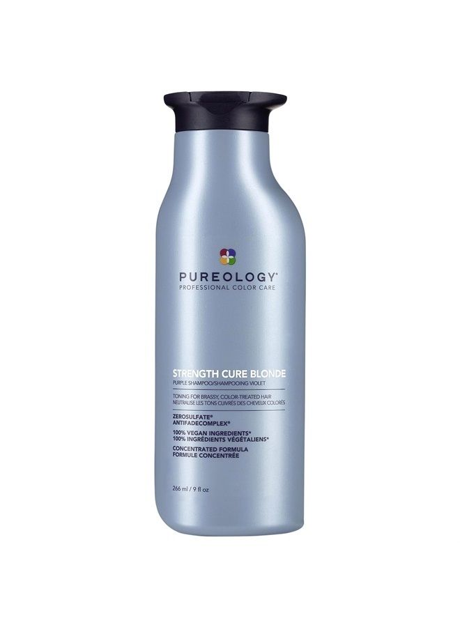 PUREOLOGY Strength Cure Blonde Purple Shampoo for Blonde & Lightened Color-Treated Hair, 9 Fl Oz - Image 1