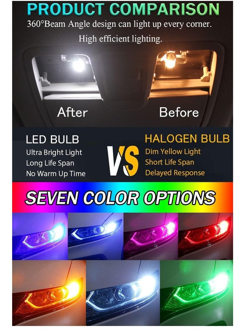 SYOSI - Led Bulb, 194 168 Led Bulb, White Super Bright 2825 W5W T10 Wedge Led Replacement Bulbs Error Free for Car Dome Map Door Courtesy License Plate Lights 10PCS WHITE - Image 1