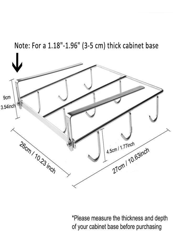 Heiboa Mug Holder Under Cabinet for 1.18"- 1.96" Thickness Cabinet Base, 9 Hooks Cup Organizer Hanging Coffee Mug Rack Tea Cup and Utensil Hooks Drilling Free Mug Hanger Under Shelf - Image 4