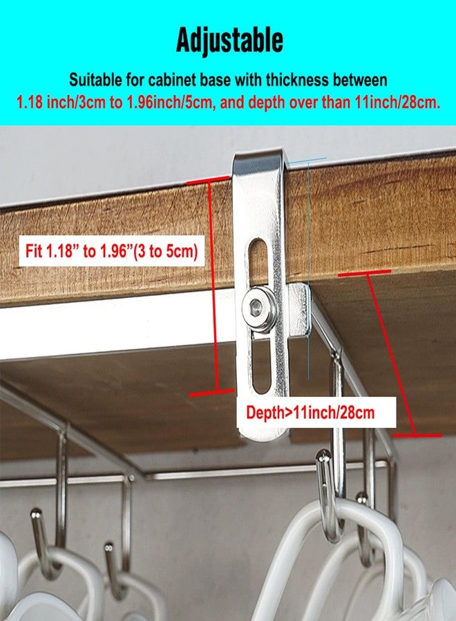 Heiboa Mug Holder Under Cabinet for 1.18"- 1.96" Thickness Cabinet Base, 9 Hooks Cup Organizer Hanging Coffee Mug Rack Tea Cup and Utensil Hooks Drilling Free Mug Hanger Under Shelf - Image 3