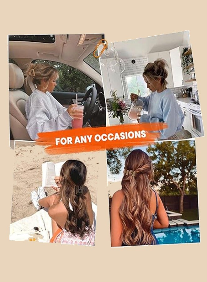 مشابك شعر غير لامعة للنساء والفتيات - مشابك صغيرة مستطيلة ومزدوجة الصف للشعر الرقيق/المتوسط ​​النعومة - مشابك فك مانعة للانزلاق (بيج، كاكي، بني، أسود) - Image 4