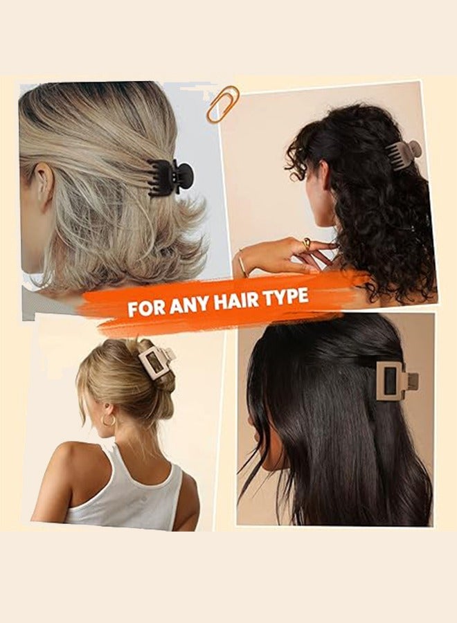مشابك شعر غير لامعة للنساء والفتيات - مشابك صغيرة مستطيلة ومزدوجة الصف للشعر الرقيق/المتوسط ​​النعومة - مشابك فك مانعة للانزلاق (بيج، كاكي، بني، أسود) - Image 2