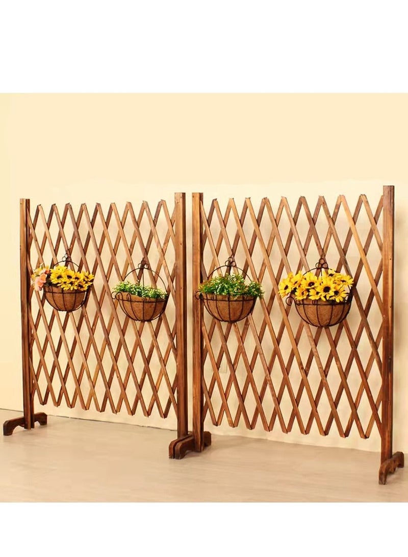 LINGWEI Wooden Trellis Fence Brown 98x120cm 2pcs - Image 2