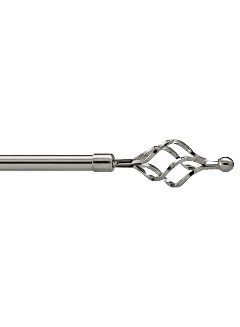 DubaiGallery Curtain Rod Single Curtain Drape Set/Scarlet Curtain Pipe Set 1.5 M Length/Single Layer Curtain Hanging/Ball Decor Crown Fits - Adjustable Decorative Nickel Single Curtain Rod Set - Image 2