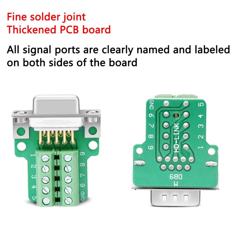 ANMBEST 2PCS DB9 Breakout Connector, Solderless Metal Shell RS232 D-SUB Serial to 9-Pin Port Terminal Female Adapter Connector Breakout Board with Case - Image 4