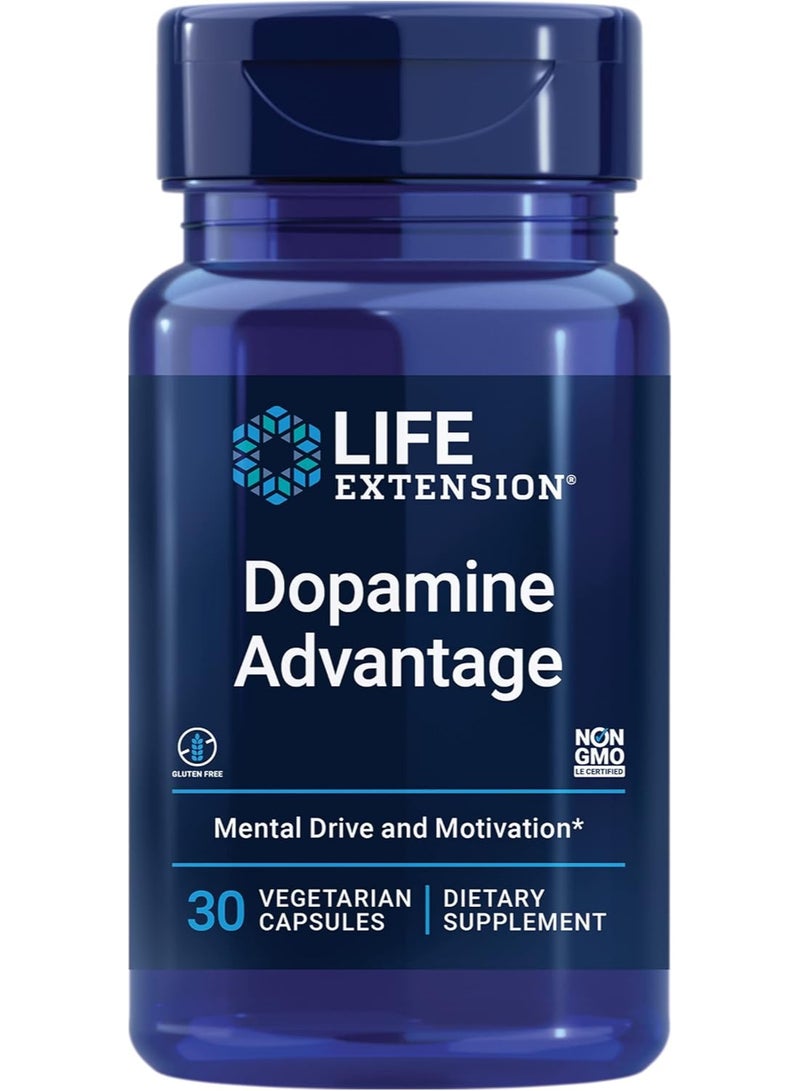 Life Extension Dopamine Advantage, Cognitive Health, Mental Sharpness, Motivation, Vitamin B12, phellodendron bark Powder, Gluten Free, Non-GMO, Vegetarian, 30 Capsules - Image 1