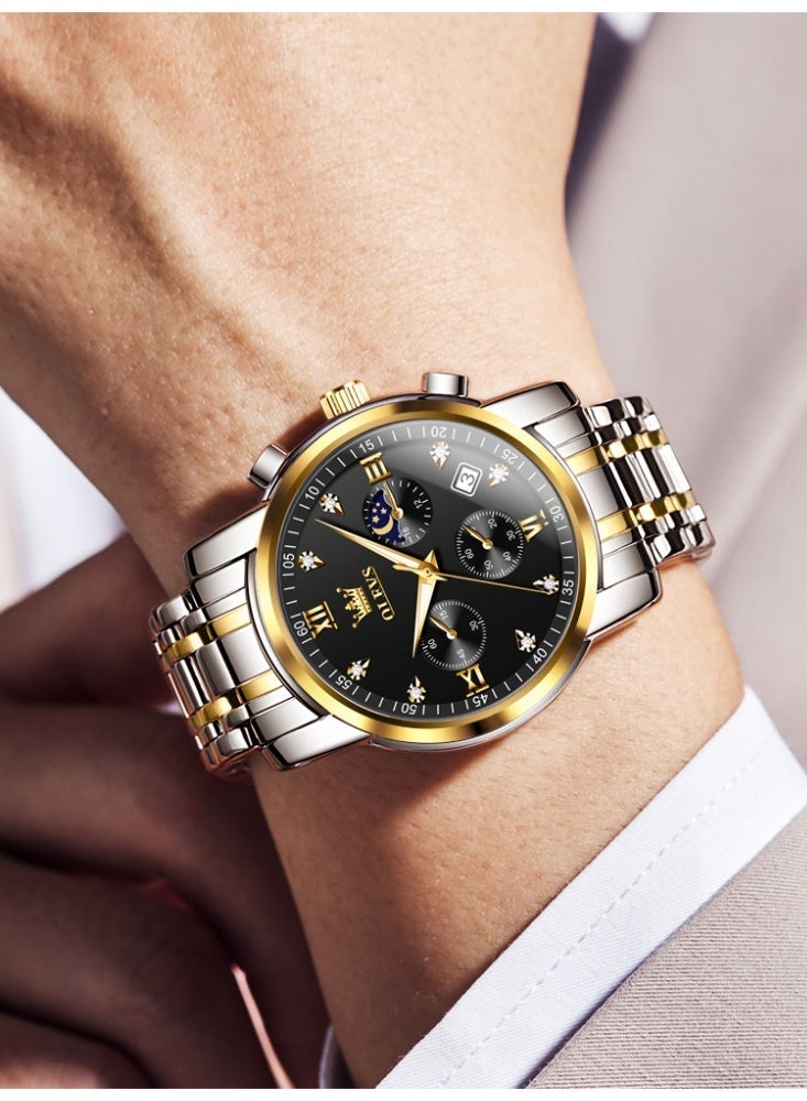 أوليفز ساعة رجالية من OLEVS، ساعة أنيقة أصلية للرجال، متعددة الوظائف، فاخرة، مصنوعة من الفولاذ المقاوم للصدأ، مقاومة للماء، تعمل بإضاءة كوارتز. - Image 2