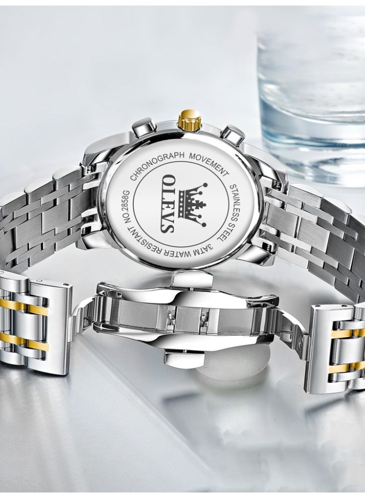 أوليفز ساعة رجالية من OLEVS، ساعة أنيقة أصلية للرجال، متعددة الوظائف، فاخرة، مصنوعة من الفولاذ المقاوم للصدأ، مقاومة للماء، تعمل بإضاءة كوارتز. - Image 4