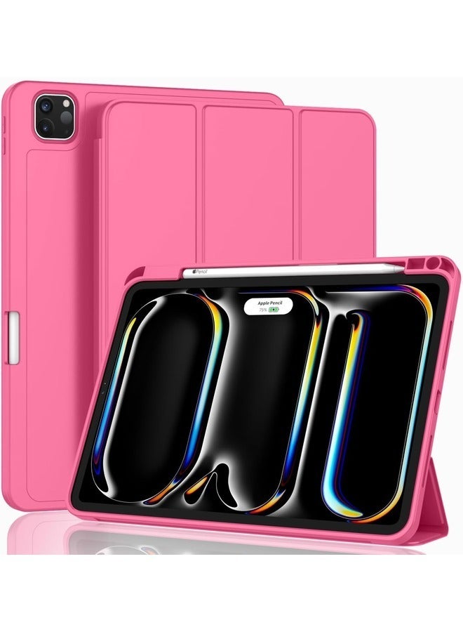 2024 iPad Pro 13 Inch Smart Case – Pink with Pencil Holder, Touch ID Support, and Auto Wake/Sleep Feature - Image 1