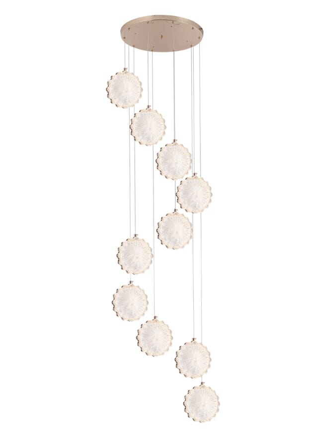 بيست باور ثريا سلم LED حديثة 6169-10 - مصباح سقف معلق بـ 10 لمبات و3 مستويات إضاءة - إضاءة سقف موفرة للطاقة بقدرة 50 واط مع ارتفاع قابل للتعديل حتى 250 سم مثالية للسلالم والأسقف العالية والديكورات الحديثة - Image 4