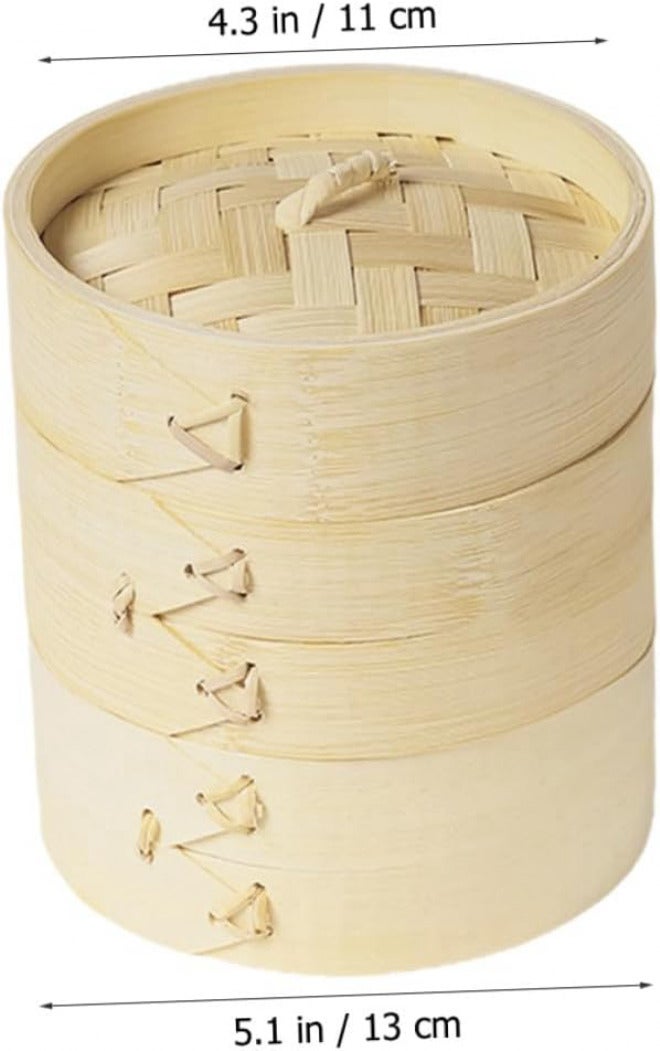 Dumpling Steamer Large Size Natural Food Steamer with Lid Kitchen Cooking Tool for Household and Outdoor Camping Use - Image 2