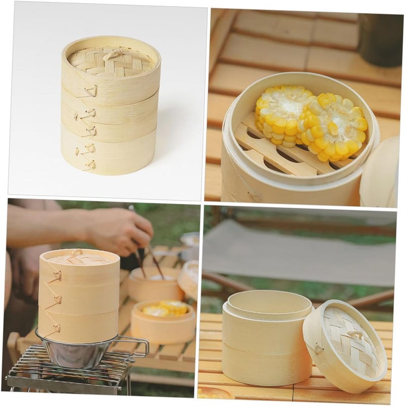 Dumpling Steamer Large Size Natural Food Steamer with Lid Kitchen Cooking Tool for Household and Outdoor Camping Use - Image 3