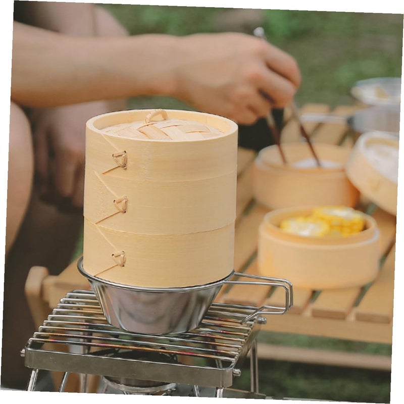 Dumpling Steamer Large Size Natural Food Steamer with Lid Kitchen Cooking Tool for Household and Outdoor Camping Use - Image 4