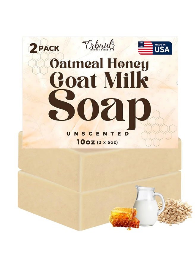 Erbaid Oatmeal Soap – Natural Oatmeal & Honey Goat Milk Soap Bar – Face & Body Wash for Eczema, Psoriasis, Dry, Itchy, Sensitive Skin Relief – Unscented Wash Great for Kids, Babies – Handcrafted, Made in USA - Image 1
