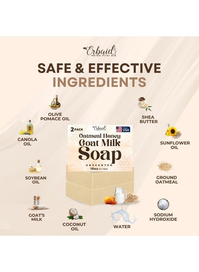Erbaid Oatmeal Soap – Natural Oatmeal & Honey Goat Milk Soap Bar – Face & Body Wash for Eczema, Psoriasis, Dry, Itchy, Sensitive Skin Relief – Unscented Wash Great for Kids, Babies – Handcrafted, Made in USA - Image 5