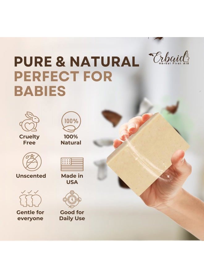 Erbaid Oatmeal Soap – Natural Oatmeal & Honey Goat Milk Soap Bar – Face & Body Wash for Eczema, Psoriasis, Dry, Itchy, Sensitive Skin Relief – Unscented Wash Great for Kids, Babies – Handcrafted, Made in USA - Image 4