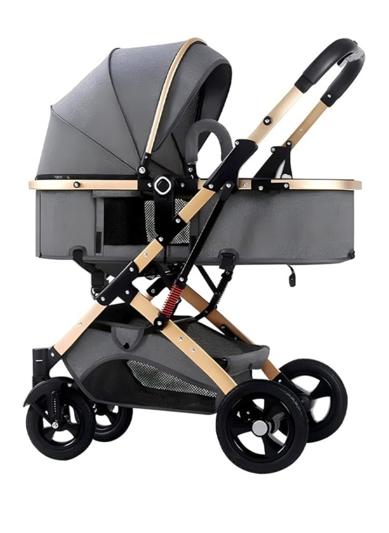 Cool Baby COOLBABY Baby Stroller with Canopy Baby Cradle with Reversible Seat Baby Stroller with Rubber Wheels and Good Shock Absorption (Gray)  - Image 1