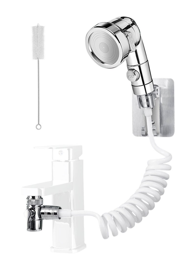 Syarme Sink Faucet Sprayer Attachment, Kitchen Bathroom Pet Bathing Shower Head, with 1.5M Hose, Diverter Valv and Holder, Handheld Shower Head ​Sprayer for Bath Tub Laundry Kitchen Faucet Extension  - Image 1