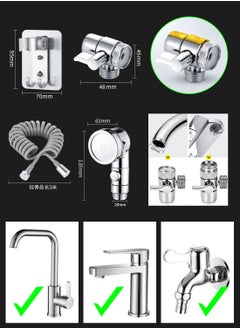 Syarme Sink Faucet Sprayer Attachment, Kitchen Bathroom Pet Bathing Shower Head, with 1.5M Hose, Diverter Valv and Holder, Handheld Shower Head ​Sprayer for Bath Tub Laundry Kitchen Faucet Extension  - Image 5