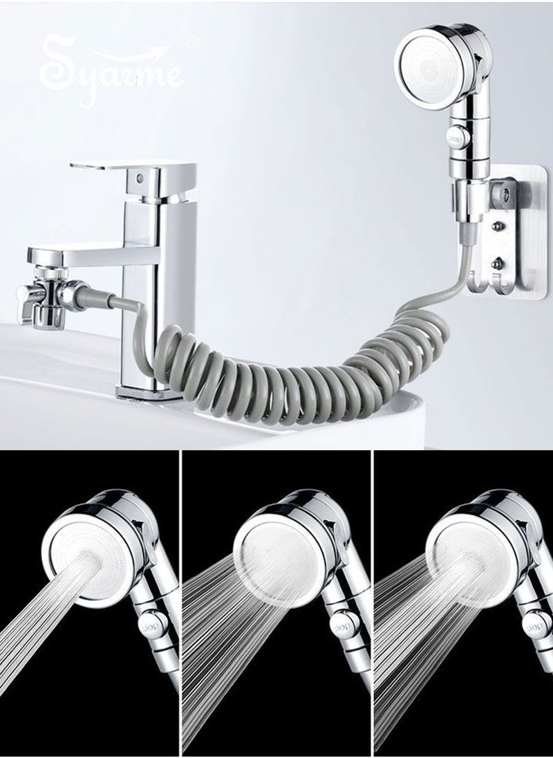 Syarme Sink Faucet Sprayer Attachment, Kitchen Bathroom Pet Bathing Shower Head, with 1.5M Hose, Diverter Valv and Holder, Handheld Shower Head ​Sprayer for Bath Tub Laundry Kitchen Faucet Extension  - Image 3