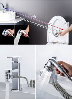 Syarme Sink Faucet Sprayer Attachment, Kitchen Bathroom Pet Bathing Shower Head, with 1.5M Hose, Diverter Valv and Holder, Handheld Shower Head ​Sprayer for Bath Tub Laundry Kitchen Faucet Extension  - Image 4