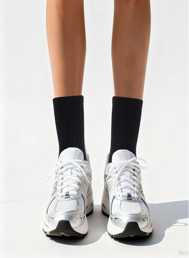 Fengek 6 Pairs Women's Tube Socks - Calf High Tube & Ankle Workout Gym Socks, Soft Tall for Daily Use (Black + White) - Image 4