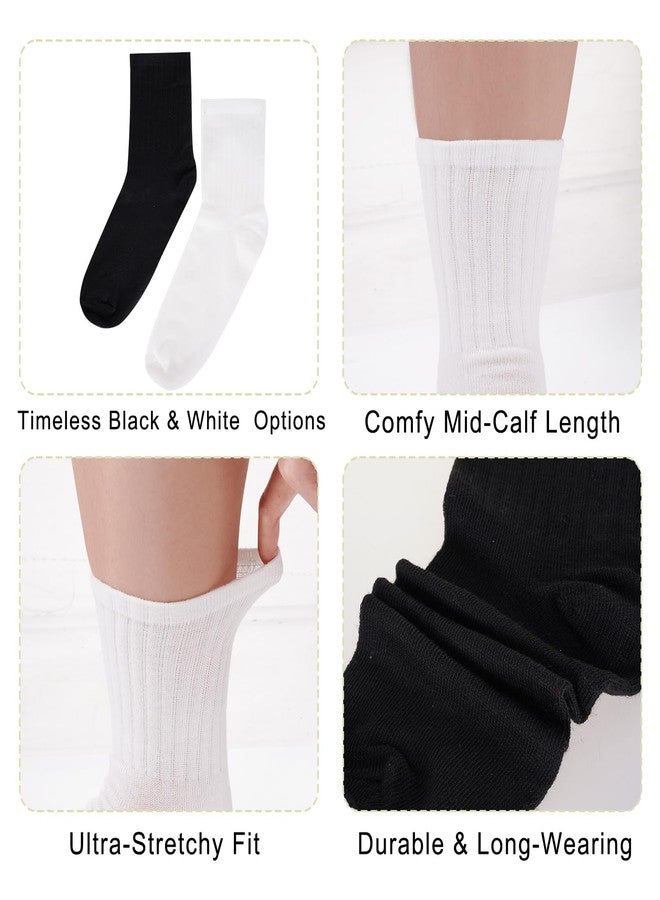 Fengek 6 Pairs Women's Tube Socks - Calf High Tube & Ankle Workout Gym Socks, Soft Tall for Daily Use (Black + White) - Image 3