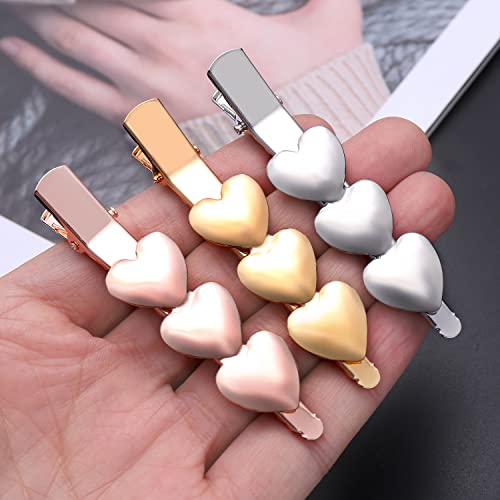 BVGA Valentine’s Day Hair Clips Cupid Heart Metal Hairpins for Women Girls Cool Punk Romantic Trio Love Alligator Clips Barrettes Fashion Styling Hair Accessory Party Gifts Silver Gold Rose Gold Tone - Image 4