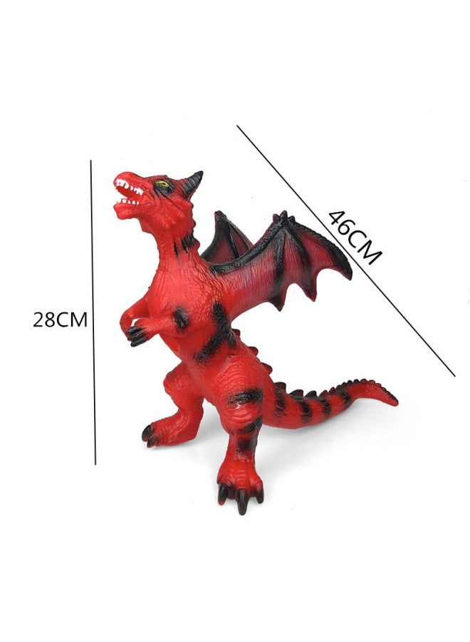 Large Realistic Enamel Dinosaur Toy Sound-making Tyrannosaurus Rex Triceratops Animal Boys Soft Jelly Model Street Stall-Color:301 Red Single-head Flying Dragon - Image 1