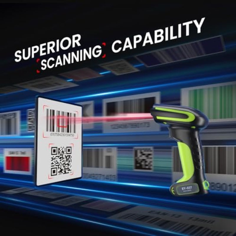 2D QR Industrial Barcode Scanner with Wireless Charging Stand, Rugged Heavy Duty and IP65 Waterproof 3-in-1 Bluetooth and Wireless and USB Hands-Free Barcode Reader for Laptop Desktop Tablet Android - Image 5
