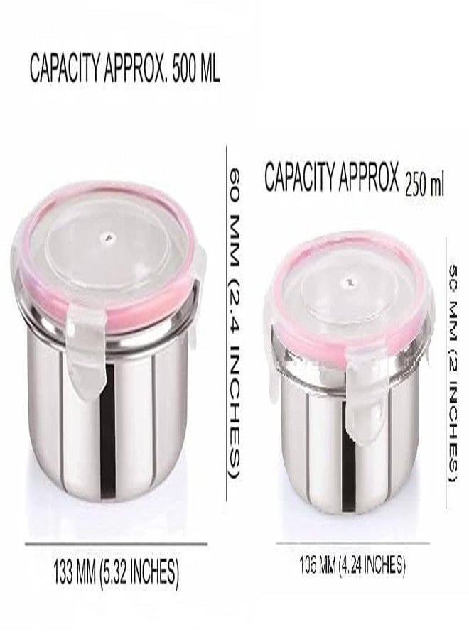 ODMART Stainless Steel Leak Proof Click & Seal Tiffin Containers Set Airtight Lunch Box Rust Free Easy Grip Compact Food Storage 500ml+250ml (Pack of 2) - Image 2