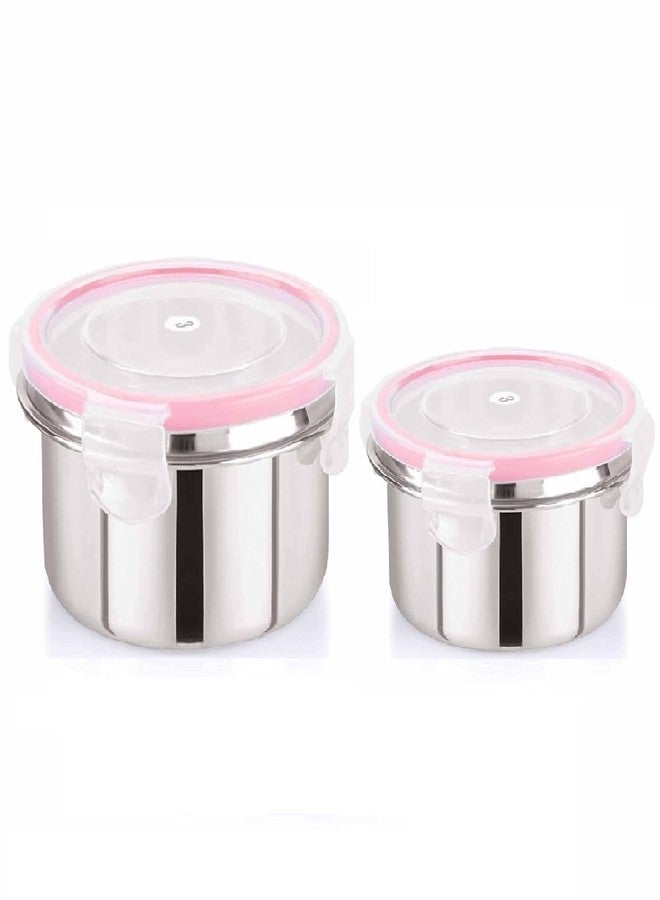 ODMART Stainless Steel Leak Proof Click & Seal Tiffin Containers Set Airtight Lunch Box Rust Free Easy Grip Compact Food Storage 500ml+250ml (Pack of 2) - Image 1